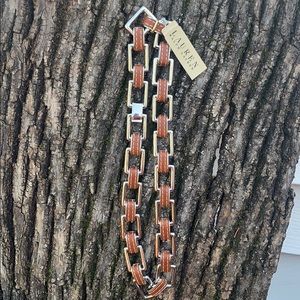 Ralph Lauren Link Stitch LTHR Choker Brown/Silver